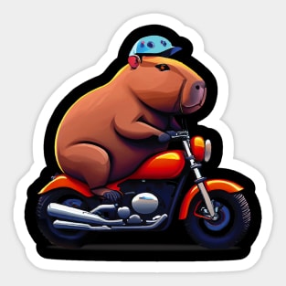 Capybara on motocycle design Sticker